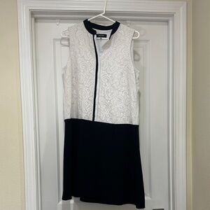 Nine West Black and White Sleeveless Mini Dress